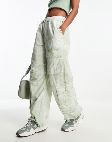 ASOS DESIGN parachute cargo trouser with pockets in tie dye-Multi