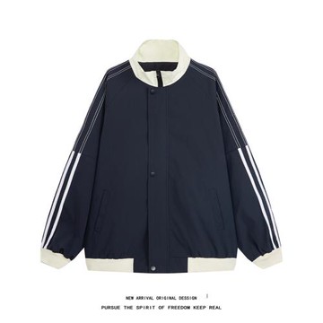 外套男春秋潮牌大碼痞帥男裝上衣寬松休閑運動夾克青少年立領衣服