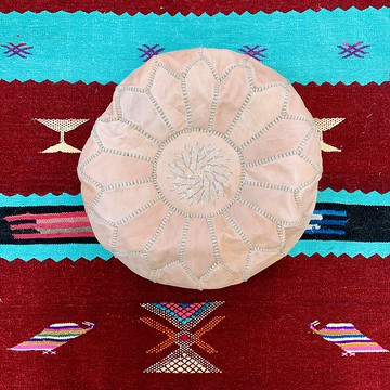 Mini pouf 刺繡皮坐凳 皮原色