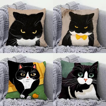 可開發票🧾卡通奶牛貓抱枕 枕頭套 抱枕 靠背枕 靠枕 沙發枕 靠墊 抱枕套 沙發靠枕 沙發抱枕 枕頭 腰墊 PCZC