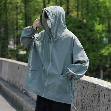 戶外運動輕薄透氣冰絲防曬衣男女時尚防曬服潮牌連帽薄款夾克風衣