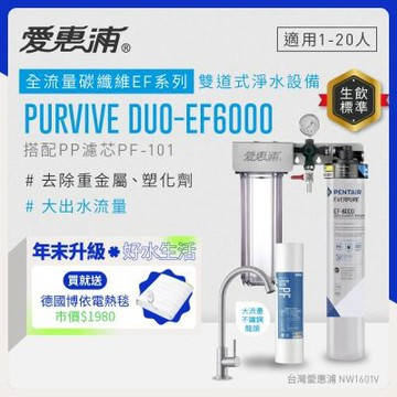 EVERPURE愛惠浦 櫥下型 PURVIVE Duo-EF6000大流量不鏽鋼龍頭兩道式生飲淨水器(前置PP)