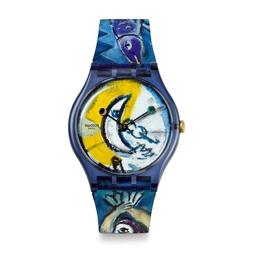 Swatch CHAGALL'S BLUE CIRCUS 經典手錶/瑞士製造 SUOZ365 (41mm)【官方旗艦店】