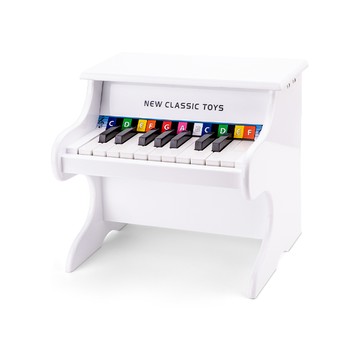 荷蘭New Classic Toys幼兒18鍵鋼琴玩具-純淨白-10156