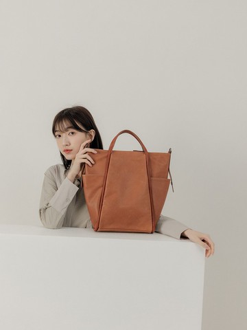 supportingrole 真皮都會優雅休閒精緻手提肩側背包 咖啡