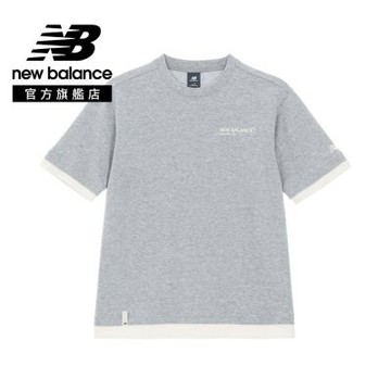 【New Balance】疊穿假二件短袖上衣_男性_灰色_MT62621XAGT 版型正常