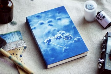 手工藍曬筆記本 - 小野花