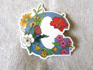 字母G - 極光花卉植物字母防水貼紙