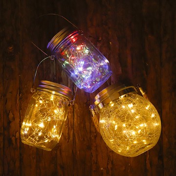 太陽能梅森瓶led星燈彩燈閃燈串燈戶外掛燈滿天星臥室流星雨宿舍