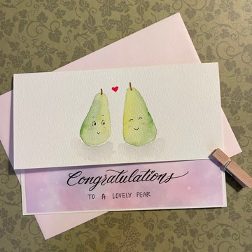 自家製手繪賀卡 / 結婚賀卡 - 啤梨系列