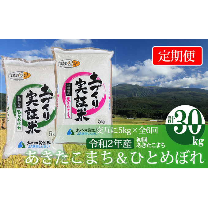 米 定期便 5kg 6ヶ月 令和5年 あきたこまち＆ひとめぼれ 食べ比べ 5kg×6回 計30kg 精米 白米 ※毎年11月より新米