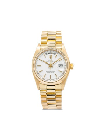 Rolex - pre-owned Day-Date 36mm - men - stainless steel/Sapphire Crystal/Yellow Gold - One Size - White