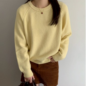 秋冬韓系素色簡約v領毛衣針織上衣