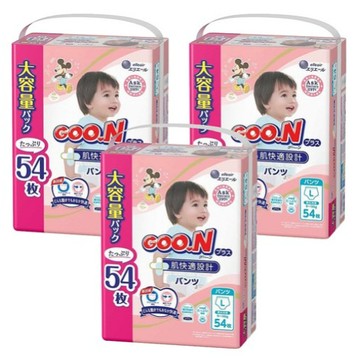 【出清品】39&55_[箱裝] GOO.N 大王 大王境內版 肌快適UJ系列 褲型尿布, L, 54片, 3包