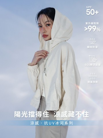 涼感．抗UV連帽雙拉鍊冰河系防曬外套(預購品)