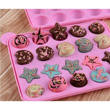 【嚴選&現貨】棒棒糖模  20連孔星星矽膠模 手工皂 巧克力模 製冰盒 果凍盒 皂模 蠟燭模 蛋糕模 星空棒棒糖模