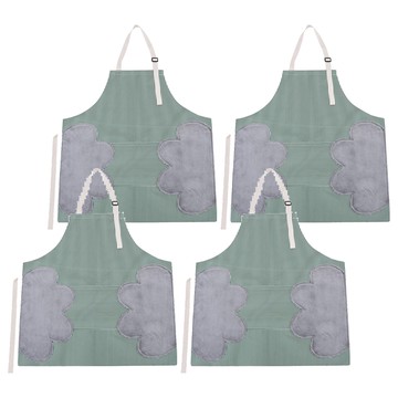 可擦手日式加厚防水防油圍裙 70*72cm 牛津布+珊瑚絨材質  綠色  4件