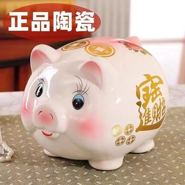 ✨臺灣出貨✨陶瓷豬豬存錢罐只進不出成人少女心兒童便宜可愛大容量紙幣儲蓄罐