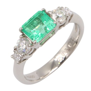 JEWELRY 無品牌珠寶 祖母綠 鑽石 PT900鉑金 戒指 【二手名牌BRAND OFF】