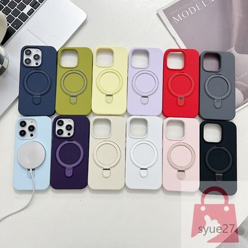 磁吸適用蘋果15promax手機殼帶支架iPhone14液態硅膠防摔保護套13男女純色12簡約高級14pro超薄15新款