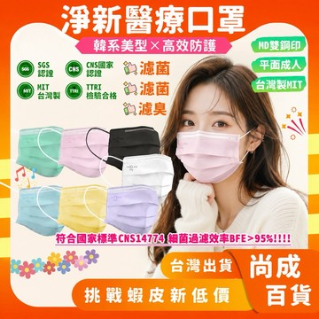 🚀蝦店隔日到貨🔥淨新雙鋼印醫療級口罩 台灣淨新 醫療口罩 口罩 醫用口罩 成人口罩 平面口罩 台灣製醫療級口罩 淨新口罩