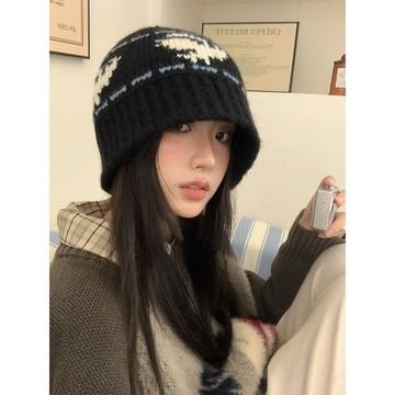 🔥爆款 熱銷 保暖 秋冬 復古 針織 新款帽女 冬季 韓系 百搭 顯毛線水桶 保暖 加厚 毛線帽 帽子 百搭 高級
