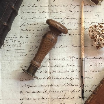 50354-迷人法國古董木柄黃銅封蠟印章