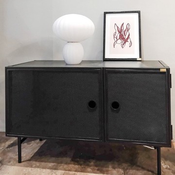 【Hübsch Taiwan】-020802 黑色金屬工業風網狀置物櫃 電視櫃