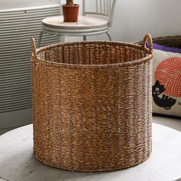 家用臟衣籃大號 浴室臟衣服收納筐仿藤編 洗衣籃子衣物收納桶圓形