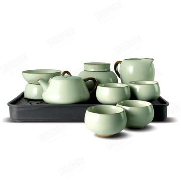 新品到貨✨汝窯冰青茶具旅組（附收納皮盒） CT146