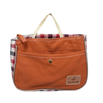 學院風格紋帆布包中包