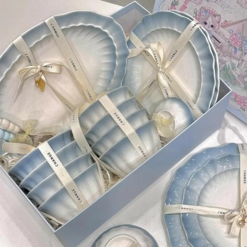 【高顏值釉下彩】陶瓷碗盤套裝 餐具套裝 碗碟套裝 喬遷禮物 家用碗筷 整套碗具 2025新款 健康安全 洗碗機適用 中式北歐風