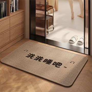家用浴室防滑墊亞麻硅藻泥廁所門口吸水速干擦腳地毯衛生間地墊子