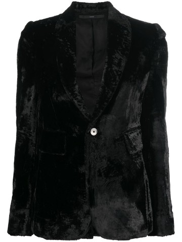 SAPIO - single-breasted velvet blazer - women - Cotton/Cupro/Polyester - 40 - Black
