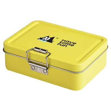 樂貓釣 HSF 漁具收納小鐵盒 鐵皮材質 釣魚零件盒 黃色/藍色  13x9.5x4cm  1個
