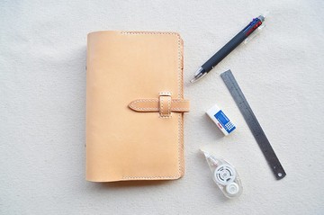 A6六孔活頁皮革手帳本/筆記本/記事本-原色