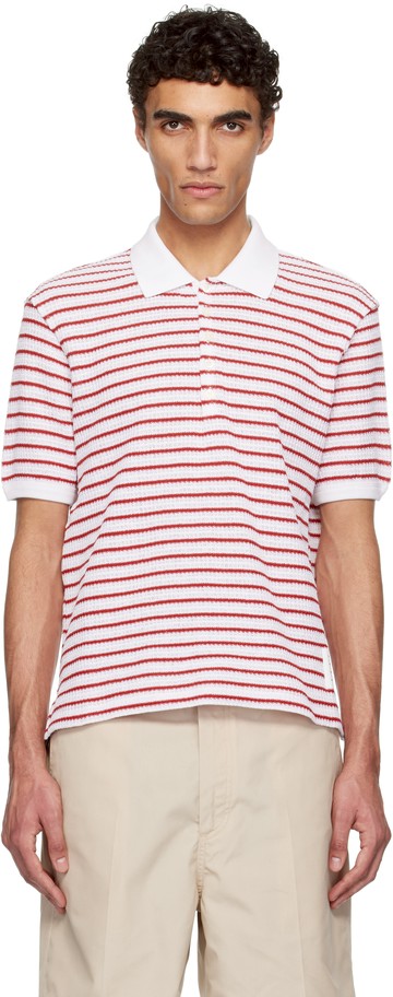 Thom Browne 白色 & 红色 Polo 衫