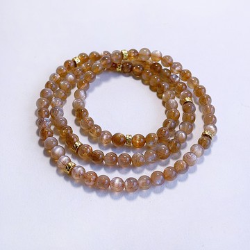 天然礦石 骨幹太陽石 5.5mm 三圈手鍊 項鍊