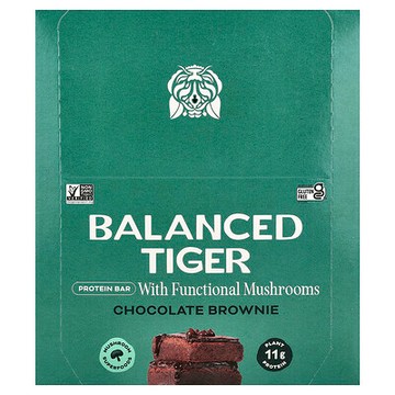 Balanced Tiger, 蛋白棒，巧克力布朗尼，12 根，每根 1.55 盎司（44 克）