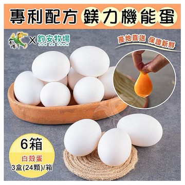 鈞安牧場~專利配方鎂力機能蛋-白蛋(8顆x3盒／箱)x6箱
