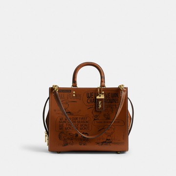 COACH X PEANUTS ROGUE 報紙印花單肩手袋