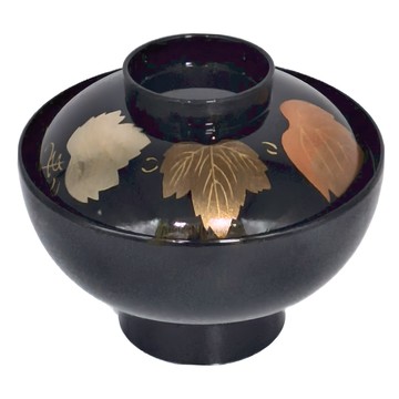 佐和陶瓷 黑呂三葉吸物碗 350mL 日本製造  1個