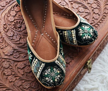 【綠妖】印度風情/刺繡絲絨手工鞋