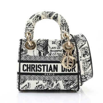 DIOR 迪奧 Lady D-Lite 兩用包 白/黑色 帆布 【二手名牌BRAND OFF】