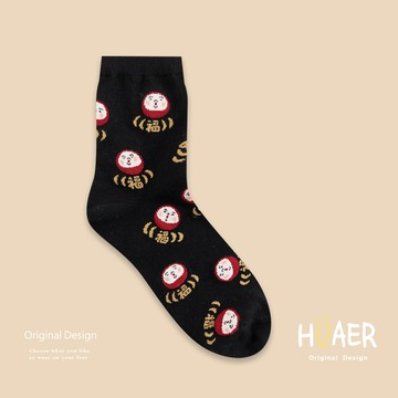 HUAER 滿滿福神 Z0004 純棉中筒襪 MIT台灣製造