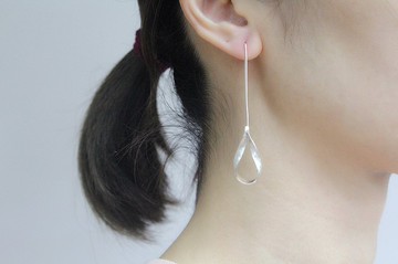 //不對稱水滴耳環// S925純銀 金工手作 簡約日常 易搭