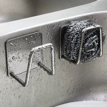 不銹鋼海綿置物架免打孔傢用廚房用品水池鋼絲球百潔洗碗佈瀝水架 XOMY