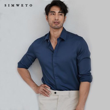 (免運)絲滑垂感 老錢紳士高級感免燙結婚襯衫紅色男士商務純色襯衣男款