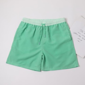出口外貿兒童沙灘泳褲薄荷綠五分速干男童泳褲中大童學生純色泳褲