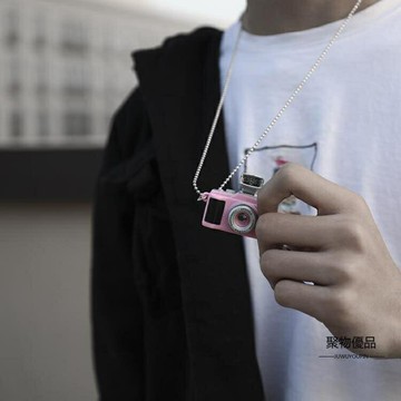 復古閃光照相機可發聲吊墜掛件發光小相機項鍊男女【聚物優品】